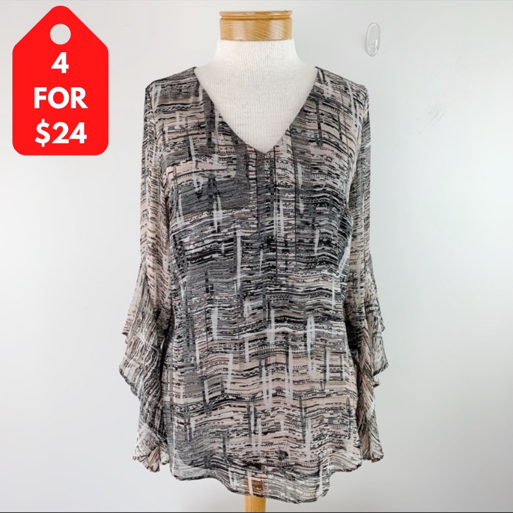 4/$24 Iris Setlakwe Vneck Ruffle sleeve Top, trumpet